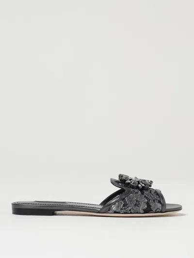DOLCE & GABBANA FLAT SANDALS DOLCE & GABBANA WOMAN COLOR SILVER,H01306097