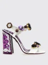 Dolce & Gabbana Patent Leather Sandal With Jewel Embroidery In Purple