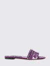 Dolce & Gabbana Dolce&gabbana Women Leather Dg Logo Sandals In Purple