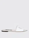 Dolce & Gabbana Dg Millennials Logo Leather Flat Slides In White