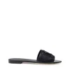 Dolce & Gabbana Black Flats With Cut-out Band And Dg Logo In Soft Rubber Woman
