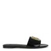 Dolce & Gabbana Logo-plaque Leather Slides In Black
