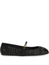 Dolce & Gabbana Black Ballerinas With Metallic Logo And Strap In Leather Woman In Black