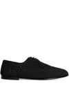 Dolce & Gabbana Black Lace-up Shoes With Woven Design In Black