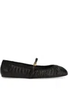 Dolce & Gabbana Black Ballerinas With Metallic Logo And Strap In Leather Woman In Black