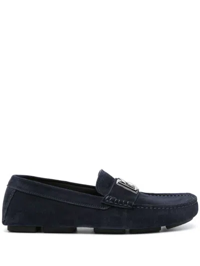 Dolce & Gabbana Midnight Blue Suede Slip-ons In Multi