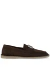 Dolce & Gabbana Loafer Aus Wildleder Mit Logo-schild In Brown