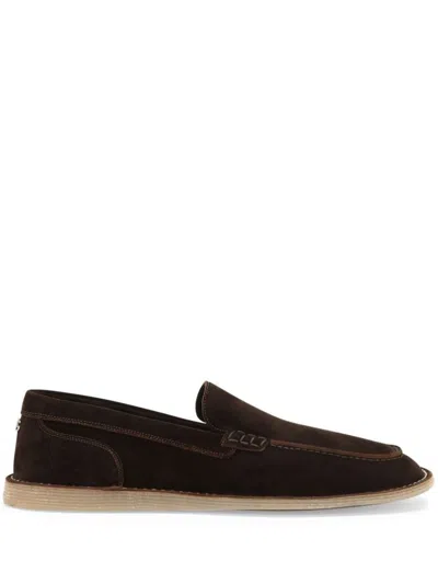 Dolce & Gabbana Suede Leather Loafers In Brown