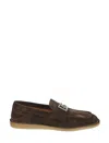 Dolce & Gabbana Loafer Aus Wildleder Mit Logo-schild In Ebano 1