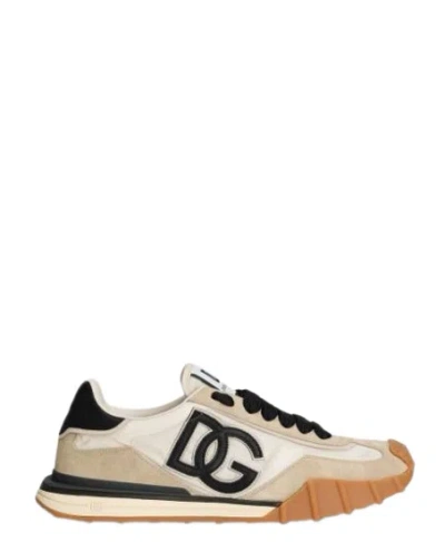 Dolce & Gabbana Dg Athletic Black Low Top Sneakers With Logo Patch On The Tongue And Maxi Logo On The Side In Suede 