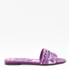 Dolce & Gabbana Violet Sandals With Logo Embroidery On The Front And All-over Majolica Motif In Purple