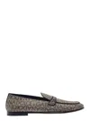 Dolce & Gabbana Logo-plaque Jacquard Loafers In Marronenero