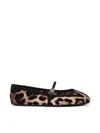 Dolce & Gabbana Multicolor Ballerinas In Cotton And Viscose With Leopard Print Women In Multicolor