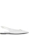 Dolce & Gabbana White Slingback Ballet Flats With Logo Detail In Leather Woman In White