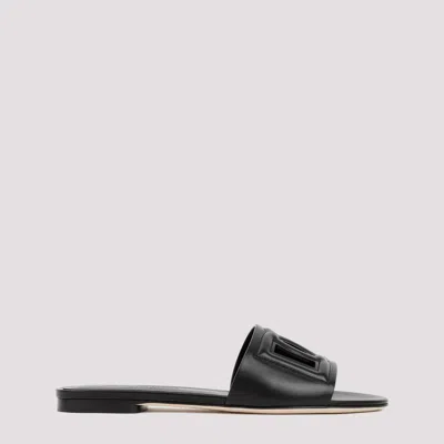 Dolce & Gabbana Flat Slide Sandals For Women In Black