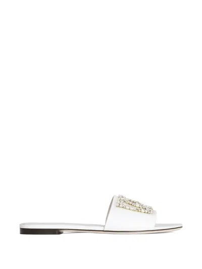 Dolce & Gabbana Flat Slides In Calfskin With Embroidery In White