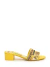Dolce & Gabbana Karol Embroidered Block-heel Slide Sandals In Multicolor/sole