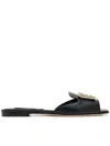 Dolce & Gabbana Dg Logo Calf Leather Flat Sandals