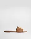 Dolce & Gabbana Women Camel Calf Leather Bianca Slides In Brown