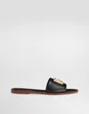 Dolce & Gabbana Flat Slippers In Calfskin In Black