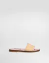 Dolce & Gabbana Flat Straw Sliders With Dolce&gabbana Logo In Rosa