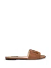 Dolce & Gabbana Slide Sandals With Cut Out Logo In Brown