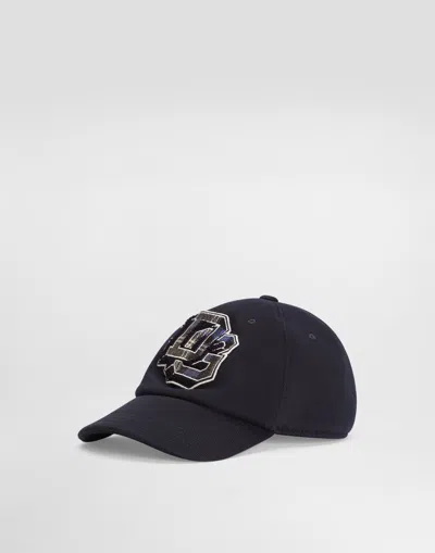 Dolce & Gabbana Kids' Fleece Baseball Hat With Logo In Blue