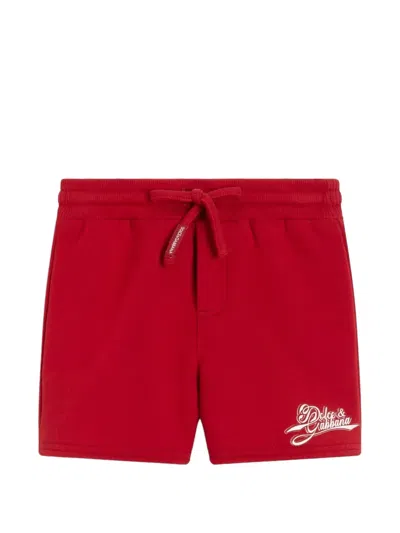 Dolce & Gabbana Babies' Fleece Bermuda Shorts With Logo In Red