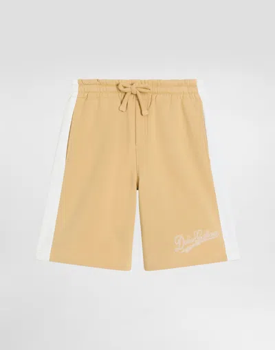 Dolce & Gabbana Kids' Fleece Bermuda Shorts With Print In Yellow