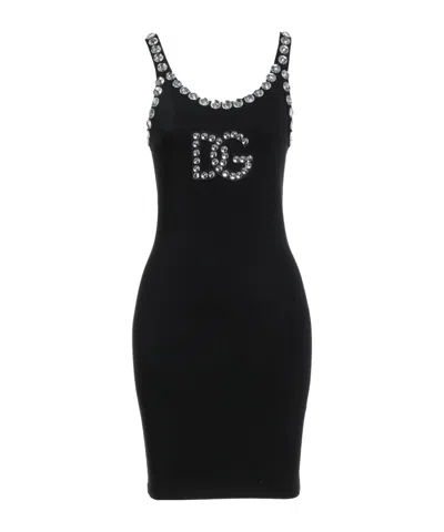 Dolce & Gabbana Fleece Bodycon Dress In Black