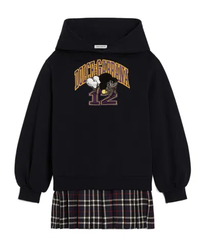 Dolce & Gabbana Fleece Dress With Patch In Black