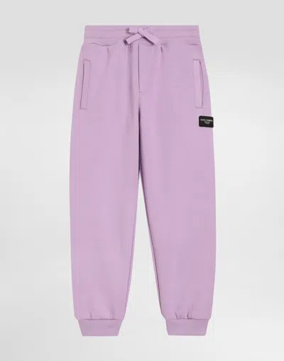 Dolce & Gabbana Fleece Jogging Pants With Branded Tag In Lilac