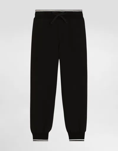 Dolce & Gabbana Fleece Jogging Pants With Dg Logo In Black