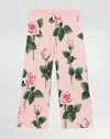 Dolce & Gabbana Fleece Jogging Pants With Rose Print In Print