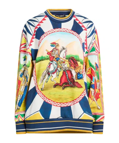 Dolce & Gabbana Fleece Long Sleeve Crew Neck Sweatshirt In Multicolor