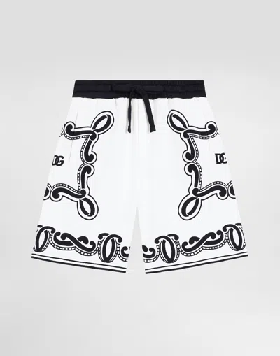 Dolce & Gabbana Fleece Shorts With Bandanna Print