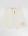 Dolce & Gabbana Fleece Shorts With Dg Logo In Cream