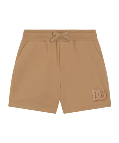 Dolce & Gabbana Kids' Fleece Shorts With Dg Patch In Animal Print