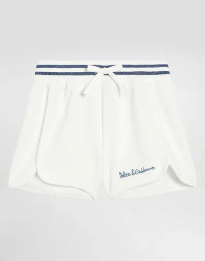Dolce & Gabbana Fleece Shorts With Dolce&gabbana Logo In White