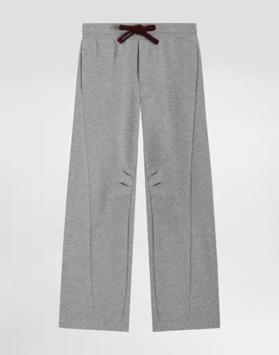 Dolce & Gabbana Kids' Fleece Trousers With Dg Embroidery In Gray