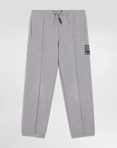 Dolce & Gabbana Kids' Fleece Trousers With Logo In Gray