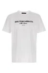 Dolce & Gabbana White Crewneck T-shirt With Logo Lettering Print On The Front In Multi