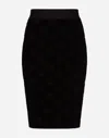 Dolce & Gabbana Black Skirt With Monogram Print In Black