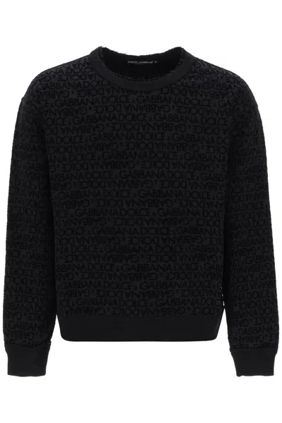Dolce & Gabbana Sweatshirt With All-over Monogram In Black