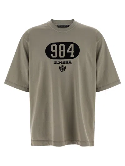 Dolce & Gabbana Flocked Print T Shirt In Gray