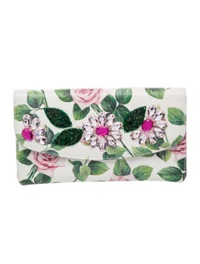 Pre-owned Dolce & Gabbana Flora Clutch In White