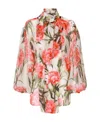 Dolce & Gabbana Bow-detailed Floral-print Silk-chiffon Blouse In Pink