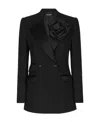 Dolce & Gabbana Double-breasted Jacket With Applied Flower In Black