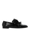 Dolce & Gabbana Floral Appliqué Leather Slippers In Black