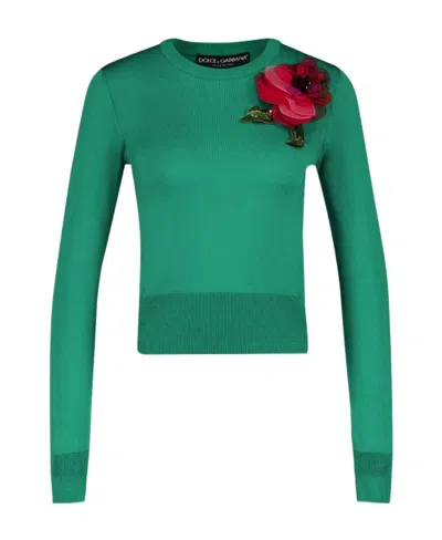 DOLCE & GABBANA DOLCE  GABBANA FLOWER PATCH KNITTED SWEATER